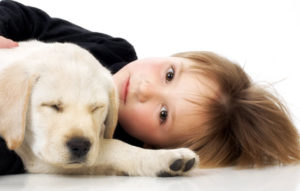 kid with puppy dog breathing clean indoor air