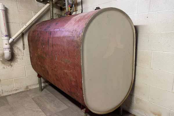 image of a heating oil tank in basement