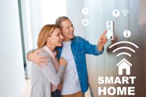 image of a couple using smart house control and hvac system