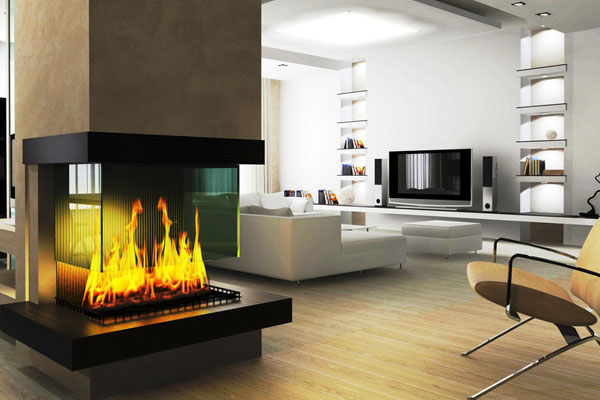 image of a gas fireplace in a modern home
