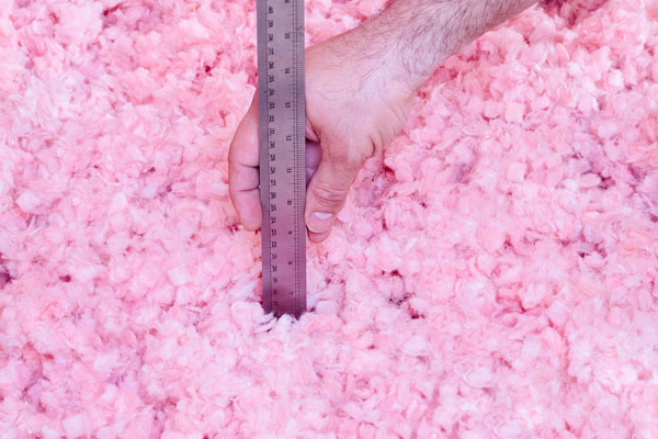 image of insulation contractor measuring insulation to existing home