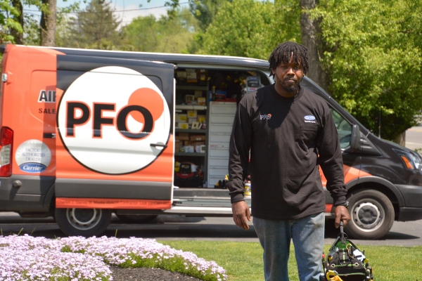PFO Heating & Air Conditioning HVAC technician and service van