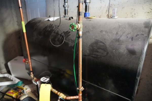 residential heating oil tank installed