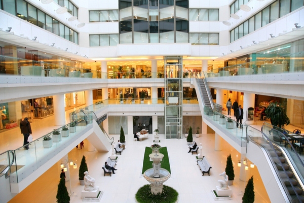 shopping mall powered by air conditioning in summer